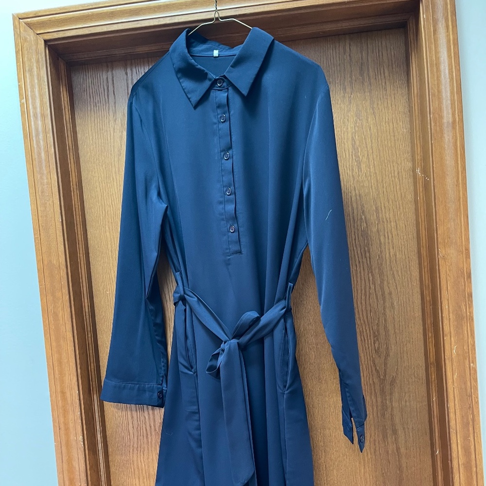 Belted shirt dress